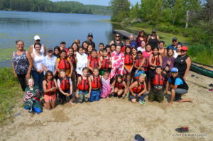 The Junior Week of the Wabun Youth Gathering featured traditional teaching, fun and games. Pictured are the participants, organizers, facilitators and volunteers at the Anishinabe Spiritual Center during the event which ran from July 22 to August 2.